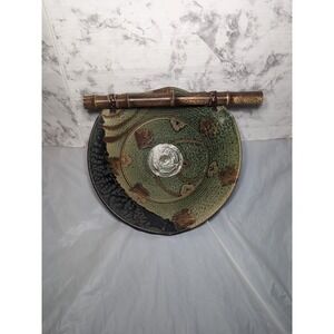 Vintage RS Stamped Pottery Bowl W/ Bamboo 11"